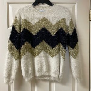 Sweater with dressy gold and black design